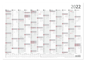 Plakatkalender 12 Monate 2022 – 29,7×21 cm – gerollt – mit Arbeitstage- und Wochenzählung – Posterkalender – Jahresplaner – 934-6111