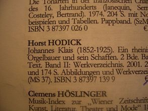Johannes Klais (1852-1925) von Hodick,  Horst