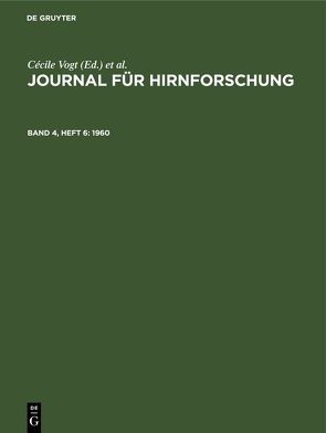 Journal für Hirnforschung / 1960 von Hopf,  A., Kirsche,  W., Paris,  Anthony, Szentágothai,  J., Vogt,  Cécile, Vogt,  Oskar