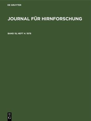 Journal für Hirnforschung / 1978 von Hopf,  A., Kirsche,  W., Paris,  Anthony, Szentágothai,  J., Vogt,  Cécile, Vogt,  Oskar
