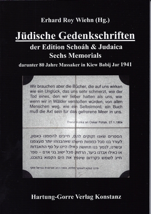 Jüdische Gedenkschriften der Edition Schoáh & Judaica von Wiehn,  Erhard Roy