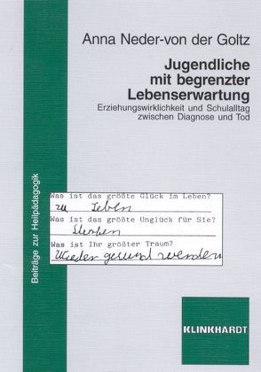 Jugendliche mit begrenzter Lebenserwartung von Neder-von der Goltz,  Anna