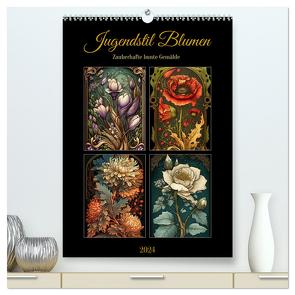 Jugendstil Blumen (hochwertiger Premium Wandkalender 2024 DIN A2 hoch), Kunstdruck in Hochglanz von Löwer,  Sabine