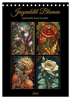 Jugendstil Blumen (Tischkalender 2024 DIN A5 hoch), CALVENDO Monatskalender von Löwer,  Sabine