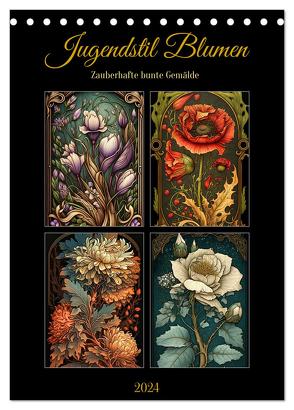 Jugendstil Blumen (Tischkalender 2024 DIN A5 hoch), CALVENDO Monatskalender von Löwer,  Sabine