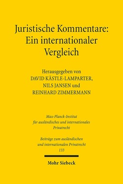 Juristische Kommentare: Ein internationaler Vergleich von Jansen,  Nils, Kästle-Lamparter,  David, Zimmermann,  Reinhard