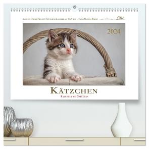 Kätzchen-Kalender mit Sprüchen (hochwertiger Premium Wandkalender 2024 DIN A2 quer), Kunstdruck in Hochglanz von Wrede - Wredefotografie,  Martina