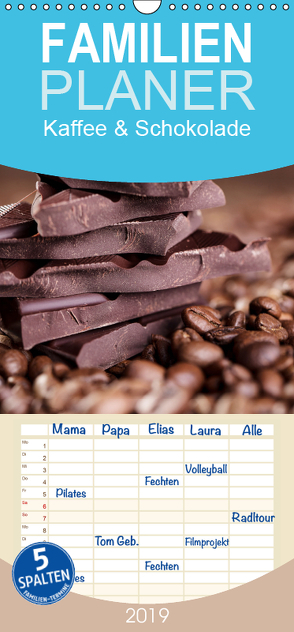 Kaffee & Schokolade – Familienplaner hoch (Wandkalender 2019 , 21 cm x 45 cm, hoch) von Schwarz,  Nailia