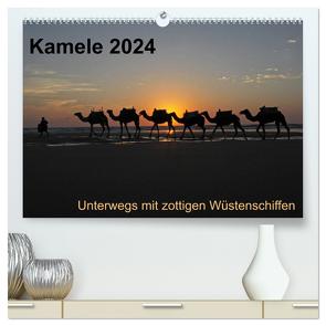 Kamele 2024 – Unterwegs mit zottigen Wüstenschiffen (hochwertiger Premium Wandkalender 2024 DIN A2 quer), Kunstdruck in Hochglanz von Weber,  Melanie