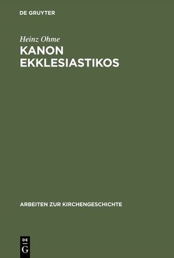 Kanon ekklesiastikos von Ohme,  Heinz