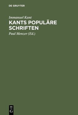 Kants Populäre Schriften von Kant,  Immanuel, Menzer,  Paul