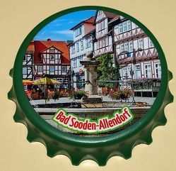 Kapselheber „Kronkorken“, grün, Motiv: Bad Sooden-Allendorf – Marktplatz von Wandmacher,  Ingo