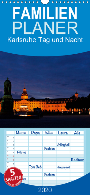 Karlsruhe Tag und Nacht – Familienplaner hoch (Wandkalender 2020 , 21 cm x 45 cm, hoch) von boeTtchEr,  U