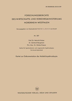 Kartei zur Dokumentation der Molekülspektroskopie von Kaiser,  Heinrich