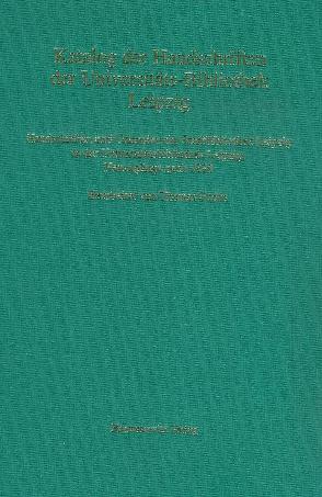 Katalog der Handschriften der Universitätsbibliothek Leipzig von Fuchs,  Thomas
