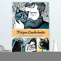 Katzen Linolschnitt – Der Kalender mit kunstvollen Porträts der Samtpfoten (Premium, hochwertiger DIN A2 Wandkalender 2024, Kunstdruck in Hochglanz) von Frost,  Anja