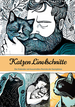 Katzen Linolschnitt – Der Kalender mit kunstvollen Porträts der Samtpfoten (Wandkalender 2024 DIN A3 hoch), CALVENDO Monatskalender von Frost,  Anja