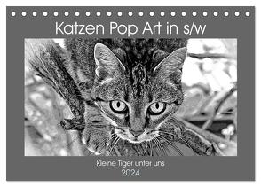 Katzen Pop Art in s/w – Kleine Tiger unter uns (Tischkalender 2024 DIN A5 quer), CALVENDO Monatskalender von Bönner,  Marion