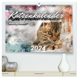 Katzenkalender mausgemalt (hochwertiger Premium Wandkalender 2024 DIN A2 quer), Kunstdruck in Hochglanz von Banker,  Sylvio