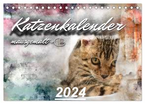 Katzenkalender mausgemalt (Tischkalender 2024 DIN A5 quer), CALVENDO Monatskalender von Banker,  Sylvio