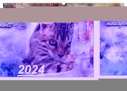 Katzenkalender mausgemalt (Wandkalender 2024 DIN A2 quer), CALVENDO Monatskalender von Banker,  Sylvio