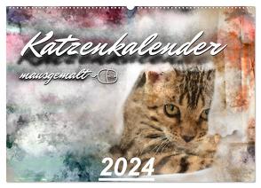 Katzenkalender mausgemalt (Wandkalender 2024 DIN A2 quer), CALVENDO Monatskalender von Banker,  Sylvio
