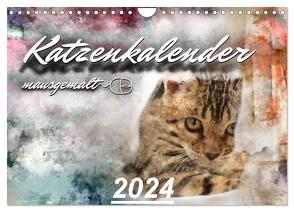 Katzenkalender mausgemalt (Wandkalender 2024 DIN A4 quer), CALVENDO Monatskalender von Banker,  Sylvio