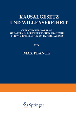 Kausalgesetz und Willensfreiheit von Planck,  Max