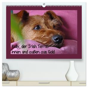 Kelly, der Irish Terrier – innen und außen aus Gold (hochwertiger Premium Wandkalender 2024 DIN A2 quer), Kunstdruck in Hochglanz von Schimon,  Claudia