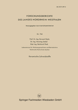 Keramische Schneidstoffe von Opitz,  Herwart