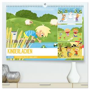 KINDERLACHEN – Fröhlich durch das Jahr – Ein Kinderkalender (hochwertiger Premium Wandkalender 2024 DIN A2 quer), Kunstdruck in Hochglanz von katelein,  katelein