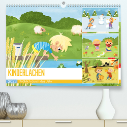KINDERLACHEN – Fröhlich durch das Jahr – Ein Kinderkalender (Premium, hochwertiger DIN A2 Wandkalender 2023, Kunstdruck in Hochglanz) von katelein
