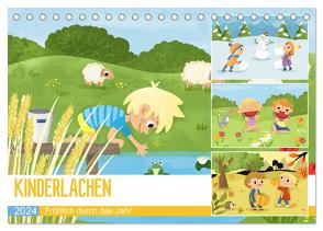 KINDERLACHEN – Fröhlich durch das Jahr – Ein Kinderkalender (Tischkalender 2024 DIN A5 quer), CALVENDO Monatskalender von katelein,  katelein