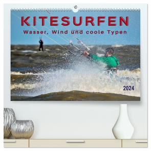 Kitesurfen – Wasser, Wind und coole Typen (hochwertiger Premium Wandkalender 2024 DIN A2 quer), Kunstdruck in Hochglanz von Roder,  Peter