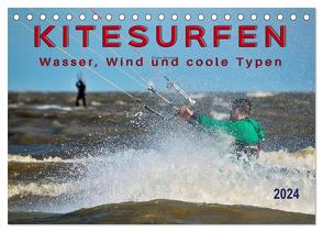 Kitesurfen – Wasser, Wind und coole Typen (Tischkalender 2024 DIN A5 quer), CALVENDO Monatskalender von Roder,  Peter