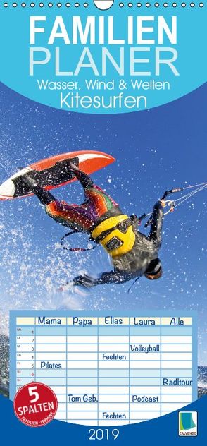 Kitesurfen: Wasser, Wind und Wellen (Wandkalender 2019 , 21 cm x 45 cm, hoch) von CALVENDO