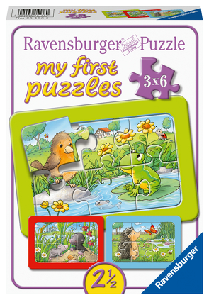 Ravensburger Kinderpuzzle – 05138 Kleine Gartentiere – My First Puzzle für Kinder ab 2,5 Jahren, mit 3×6 Teilen