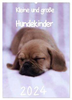 Kleine und große Hundekinder 2024 (Wandkalender 2024 DIN A2 hoch), CALVENDO Monatskalender von Bollich,  Heidi