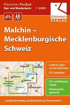 Klemmer Pocket Rad- und Wanderkarte Malchin – Mecklenburgische Schweiz von Goerlt,  Heidi, Klemmer,  Klaus, Kuhlmann,  Christian, Wachter,  Thomas