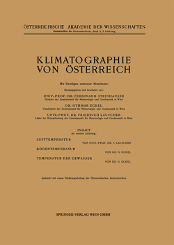 Klimatographie von Österreich von Eckel,  O., Lauscher,  F., Steinhauser,  F.