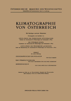 Klimatographie von Österreich von Eckel,  O., Lauscher,  F., Steinhauser,  F.