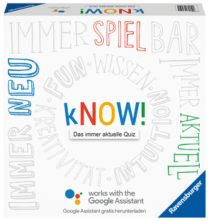 Ravensburger 27252 – kNOW! Quizspiel mit dem Google Assistant für 2-6 Spieler, Gesellschaftsspiel zum Spielen mit Freunden oder der Familie ab 10 Jahren