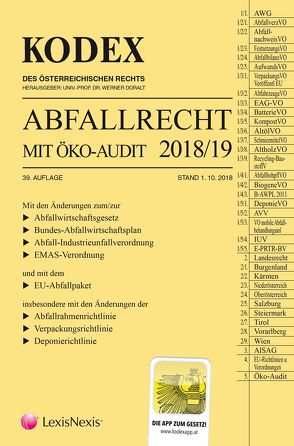 Kodex Abfallrecht und Öko-Audit 2018/19 von Doralt,  Werner, Hochholdinger,  Christine