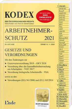 KODEX Arbeitnehmerschutz 2021 von Doralt,  Werner, Marat,  Eva-Maria