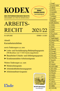 KODEX Arbeitsrecht 2021/22 von Doralt,  Werner, Ercher-Lederer,  Gerda, Stech,  Edda