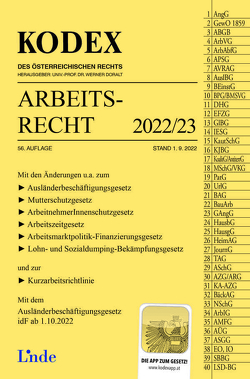 KODEX Arbeitsrecht 2022/23 von Doralt,  Werner, Ercher-Lederer,  Gerda, Stech,  Edda