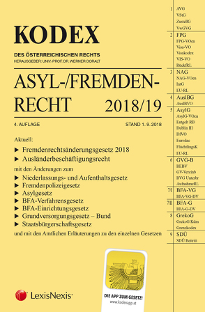 KODEX Asyl- und Fremdenrecht 2018/19 von Doralt,  Werner, Grosinger,  Walter