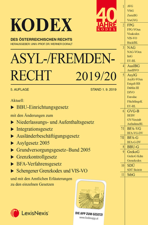 KODEX Asyl- und Fremdenrecht 2019/20 von Doralt,  Werner, Grosinger,  Walter