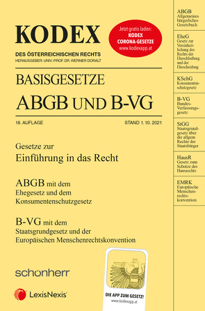 KODEX Basisgesetze ABGB und B-VG 2021/22 – inkl. App von Doralt,  Werner