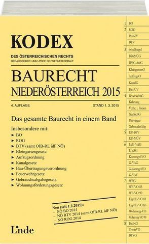 KODEX Baurecht Niederösterreich 2015 von Doralt,  Werner, Fuchs,  Gerald